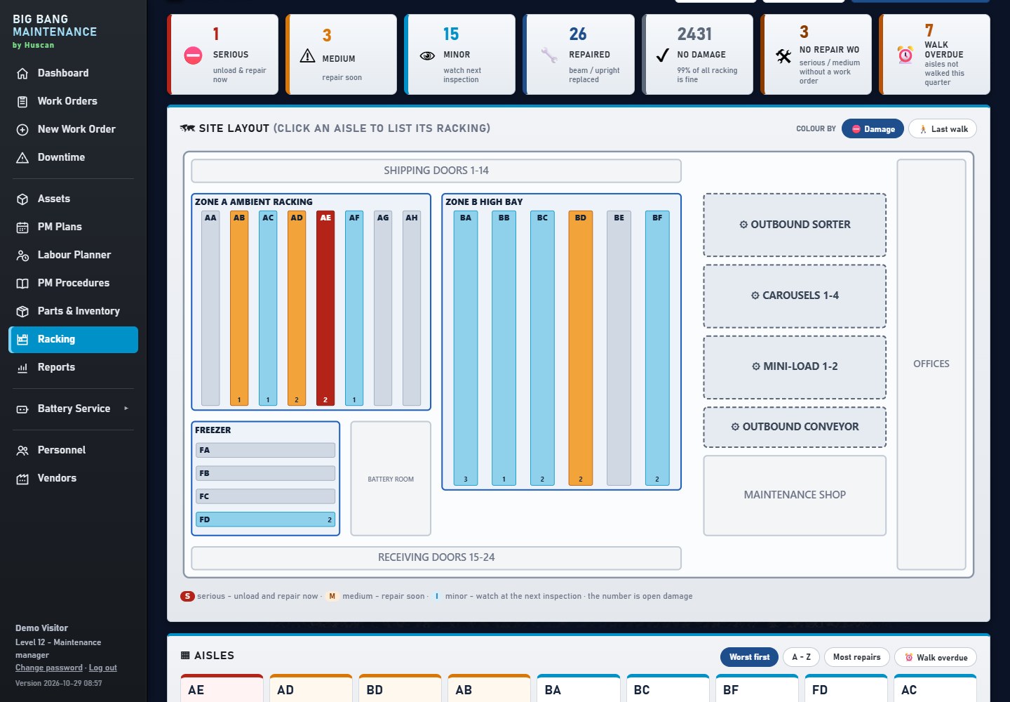 Racking site layout